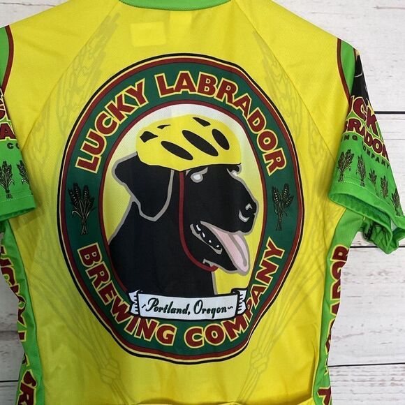 World Jerseys Men’s Cycle Jersey BIKE Shirt Size XL Green Yellow Polyester Dog** - Picture 9 of 12